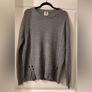 EUC 2X Like Love gray sweater with silver sparkle threading